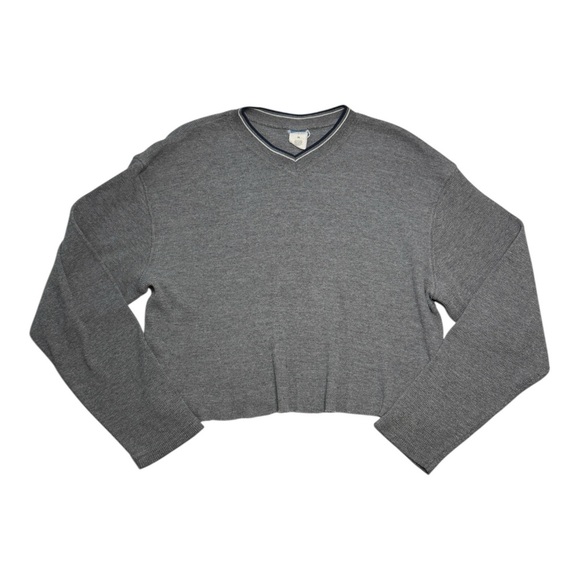 Old Navy Sweaters - Gray Waffle Knit Crop Top Long Sleeve Size XL